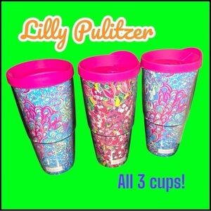 ▶️ Lilly Pulitzer ◀️ Set of 3 Insulated Tumbler Coffee Travel Mug & Lid 24  oz